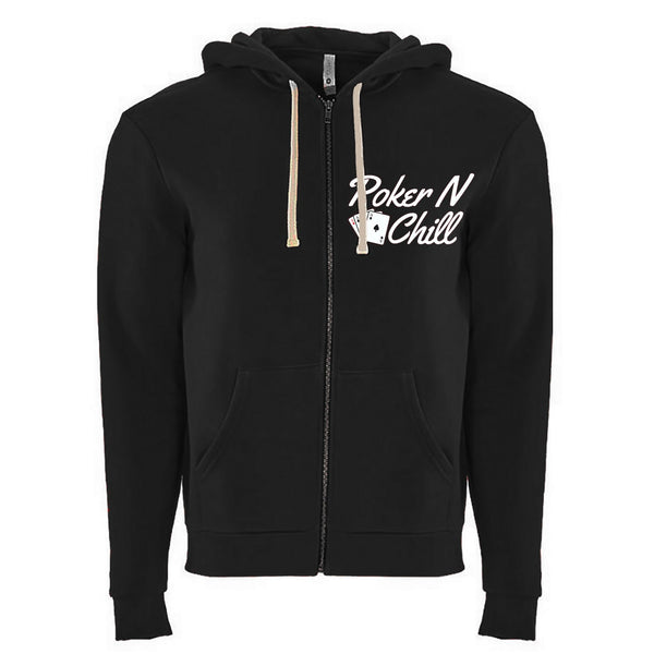 <transcy>PokerNChill sudadera con capucha negra con cremallera</transcy>