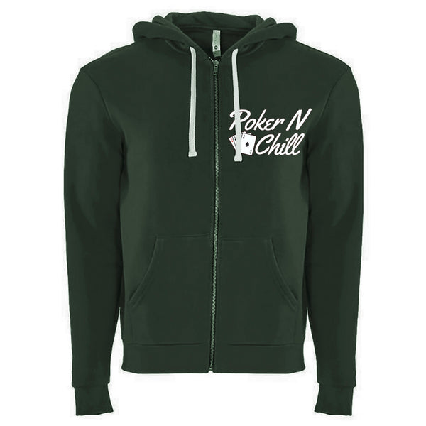 <transcy>PokerNChill Forest Green sudadera con capucha y cremallera</transcy>