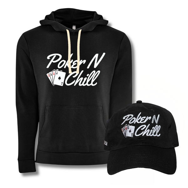 Pullover Hoodie & Cap in Black/White Bundle