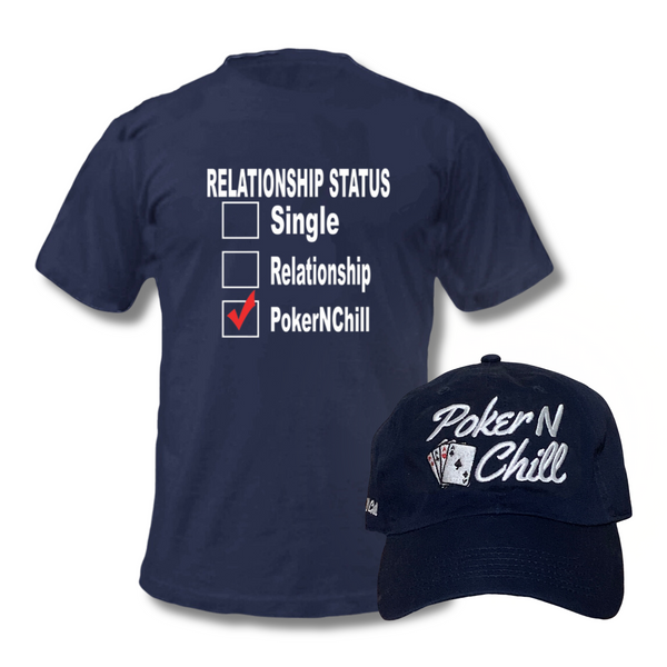 Relationship Status Shirt & Logo Cap in Navy Bundle