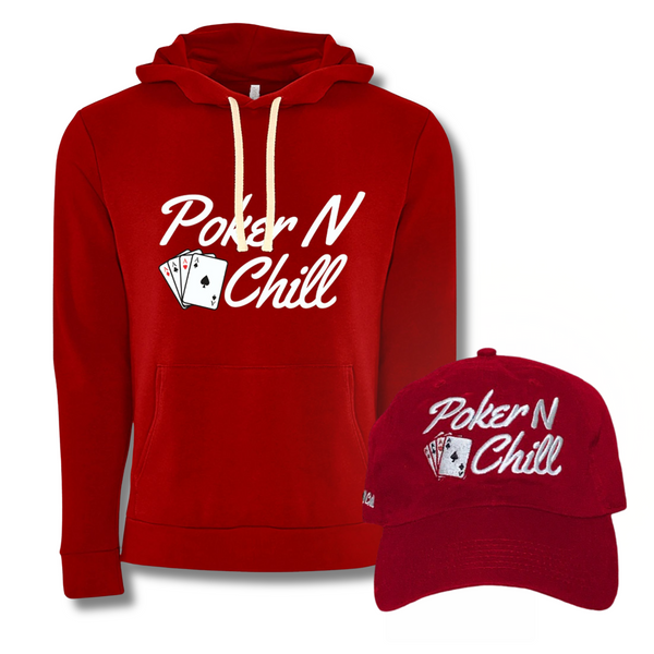 Pullover Hoodie & Cap in Red/White Bundle